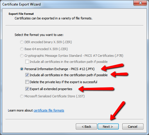 Certificate Export Wizard 3