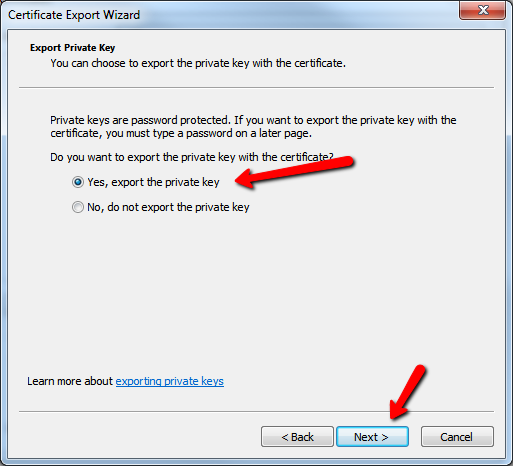 Certificate Export Wizard 2