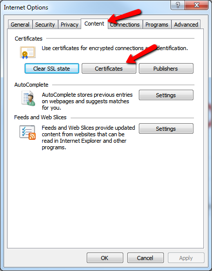 Certificates Setting Window