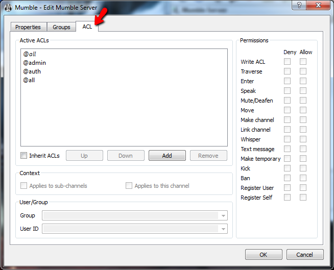Mumble Edit Server ACL Screen 2