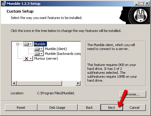 Mumble Install Screen 3