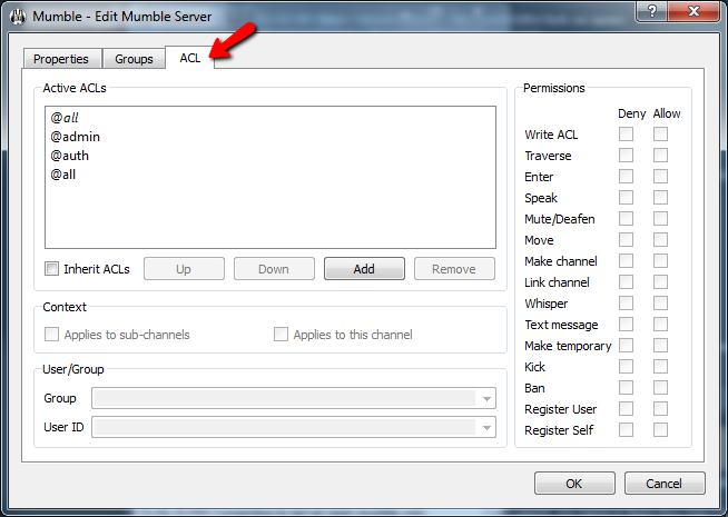 Mumble Adding User To ACL Screen 2