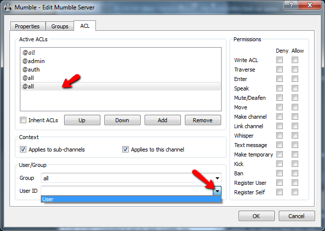 Mumble Adding User To ACL Screen 4