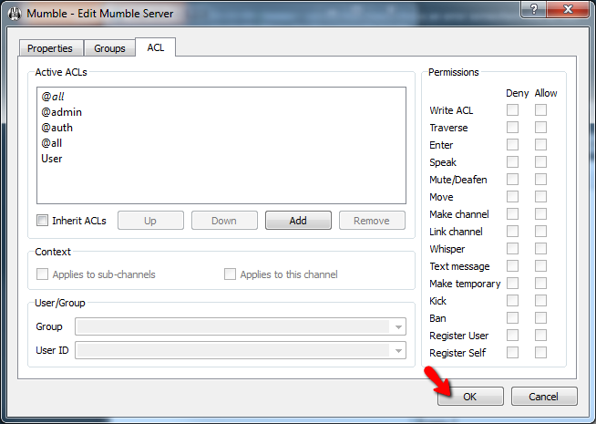 Mumble Adding User To ACL Screen 5