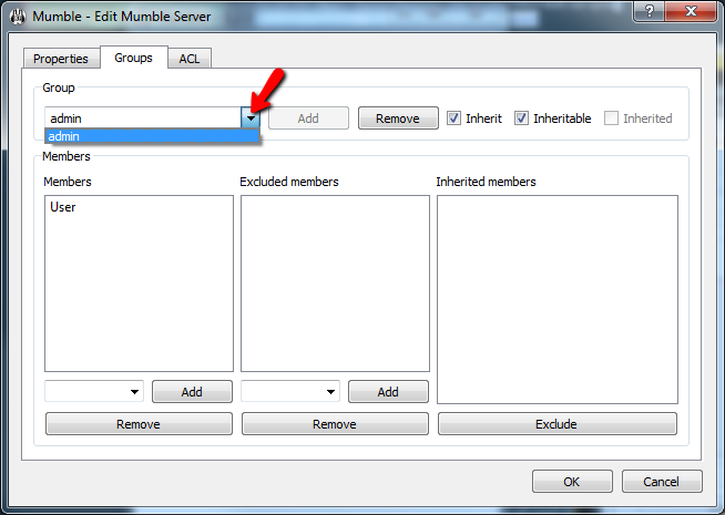 Mumble Adding User Admin Group Screen 3